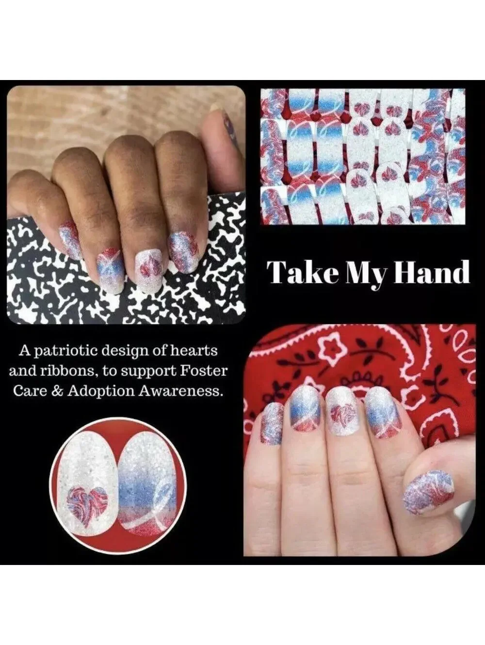 Color Street Nail Strips TAKE MY HAND, Foundation Set Adoption/Foster Care
